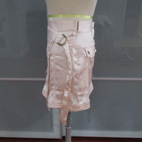 By Anthropologie Cargo Style Faux Wrap Satin Effect Mini Skirt - Picture 2 of 7